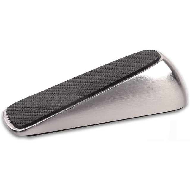 Cuña para puerta de suelo 1 pieza Cuña para puerta de goma plateada, zinc y goma de alta calidad, se adapta a todas las superficies de suelo TUNC Sencillez