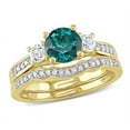 thumbnail image 1 of 4/5 Carat (ctw) Lab-Created Emerald Bridal Wedding Ring Set in 10K Yellow Gold with Diamonds, 1 of 5