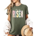 thumbnail image 5 of Ink Printed Image NOT a Quilt Patch Easter He Is Risen Shirt for Women Christian Spring Tee Military Green Shirt Adult Small, 5 of 7