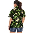 thumbnail image 3 of LA LEELA Hawaiian Shirts Womens Casual Summer Beach Party Short Sleeve Vacation Tops Blouse Shirt Floral Blouses Button up Dress Shirts T Shirt for Women S Magnolia Flower, Black, 3 of 4