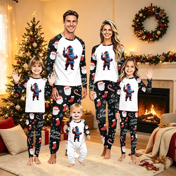 Lvotionpl 2026 Matching Family Christmas Pjs, Matching Christmas Pajamas Long Sleeve Top & Pants Set Matching Holiday Family Pajama Xmas Sets
