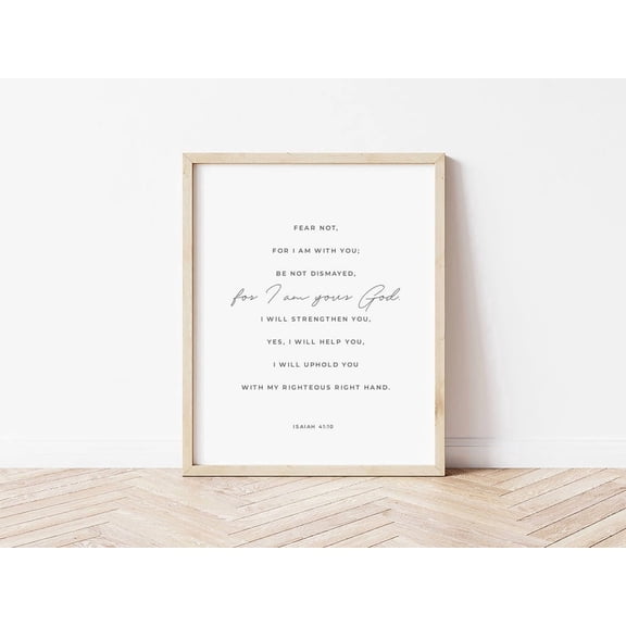Isaiah 41:10 Modern Bible Verse Print Minimal Scripture Wall Art Aesthetic Christian Inspiring, Unframed Paper Poster 8x10in