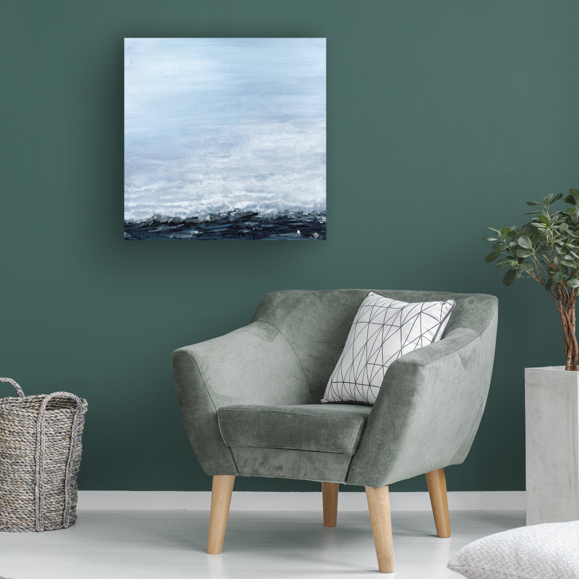 Canvas Wall Art - Line and Brush 'Ocean Sky' Wall Art for Living Room, Bedroom, or Office Décor by Trademark Fine Art - 18 x 18 Inches