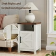 thumbnail image 3 of Farmhouse Nightstand Set of 2，Modern Bedside Table with Charging Station，End Table with Barn Door and Shelf，Sofa Side Table for Bedroom, Living Room，White, 3 of 16