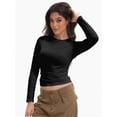 thumbnail image 2 of Women’s Basic Skinny Crop Top Tee Shirt Short Sleeve Workout Round Neck Cropped Tshirt, 2 of 6