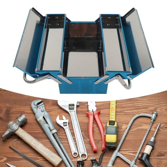 Tool Storage Box with Handle Metal Tool Storage Box with 2 Layer 3 Tray Stainless Steel Cantilever Toolbox Folding Accessory Suitcase Tool Boxes
