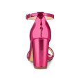 thumbnail image 2 of BLISSFUL STEP Women's Sandals Rhinestone Chunky Heel Ankle Strap Open Toe Party Shoes Hot Pink 6, 2 of 7