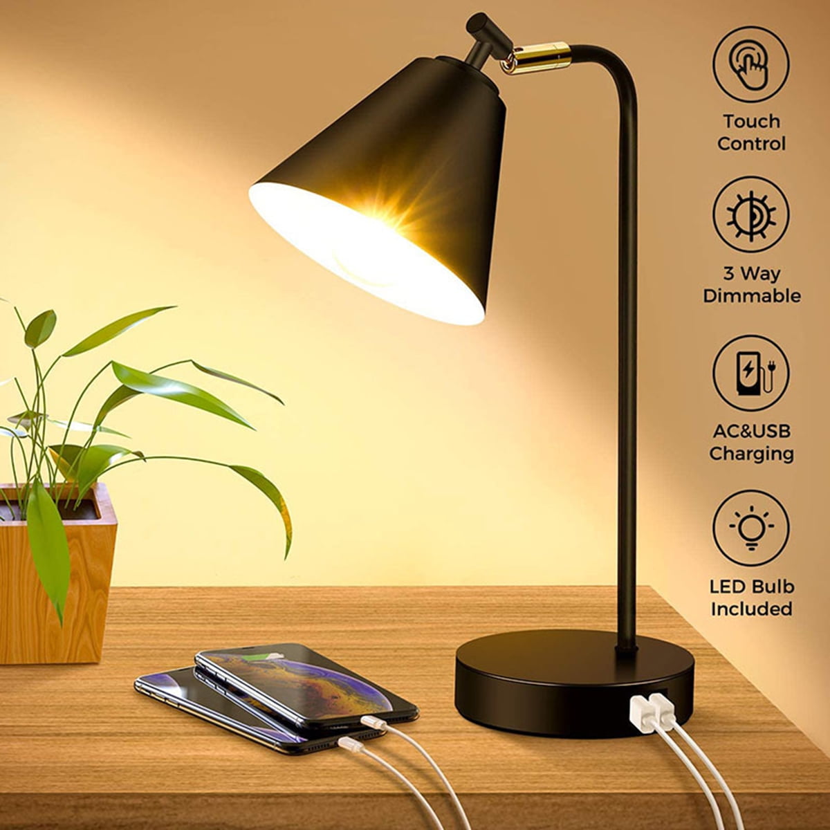 Foldable Touch LED Desk Lamp Fashionable Energy-Saving Simple USB Charging Desk Lamp Eye Protection Reading Soft Light Desk Lamp 