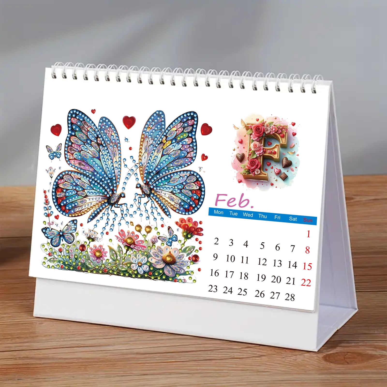 FLOPESN 2026 3Pcs DIY Diamond Art Painting Desk Calendar,Monthly Flip Tabletop Calendar,Thick Paper with To Do List for Home Office Planning