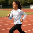 thumbnail image 4 of Eltusu Girls Sun Protection Tops, Crew Neck UPF50+ Casual Quick Dry Long Sleeve Rash Guard Gray Size 13-14 T, 4 of 8