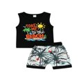 thumbnail image 1 of Boys Sets Letter Crew Neck Sleeveless Vest Tree Shorts, 1 of 6