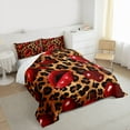 thumbnail image 3 of jejeloiu Chic Leopard Pattern Full Size Comforter Sets,Red Brown Black Bedding Sets For Girls Kids Reversible 3pcs, 3 of 8