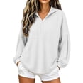 thumbnail image 3 of Womens Tops Long Sleeve Hooded Tops for Women Waffleknit V Neck Loose Casual Pullover Going Out Top, 3 of 6