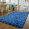 thumbnail image 2 of Andecor Soft Fluffy Bedroom Rugs - 5 X 8 Feet Indoor Shaggy Plush Area Rug For Boys Girls Kids Baby College Dorm Living Room Home Decor Floor Carpet, Light Navy, 2 of 9
