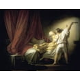 thumbnail image 2 of Fragonard, Jean Honore 32x26 Black Ornate Wood Framed with Double Matting Museum Art Print Titled - Lock Le Verrou, 2 of 4