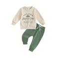 thumbnail image 2 of Baby Boy 2 Piece Outfits Christmas Letter Print Long Sleeve Sweatshirt and Elastic Pants 6 12 18 24M 3T Toddler Fall Clothes, 2 of 9