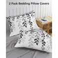 thumbnail image 3 of Grey Ombre Botanical Pillow Covers Standard Size 2 Pack, Watercolor Gray Pastoral Leaf Soft Bed Throw Pillowcases Breathable Cooling Long Lumbar Body Pillow Sham Cover for Bed Sofa 20''x26'', 3 of 7