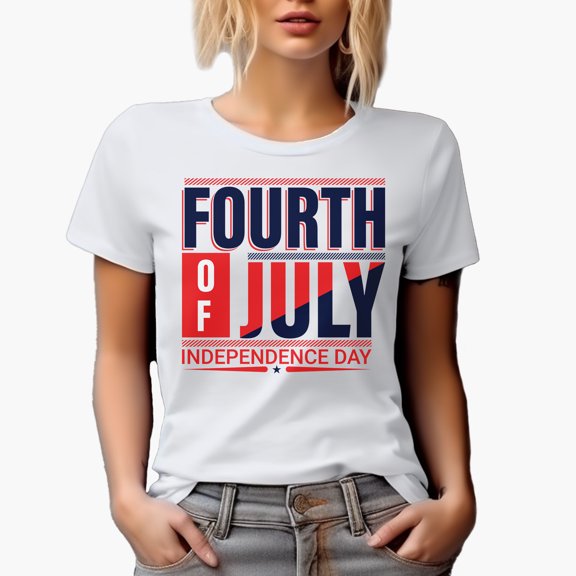 Fourth of July Independence Day, White T-Shirt, Small