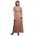 thumbnail image 1 of Bimba Rayon Leaves & Chrysanthemum Geometric Printed Womens Long MaxiDressGown With Side Slit-XSmall, 1 of 6