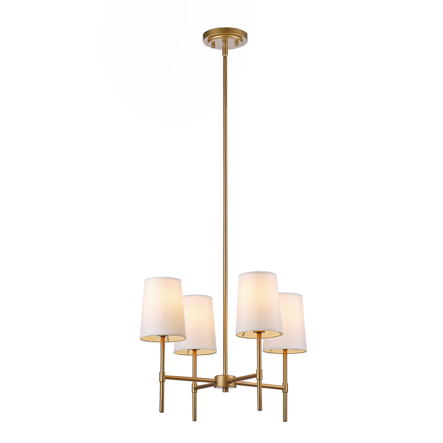 Better Homes & Gardens 4-Light Chandelier Burnished Brass, Fabric Shades with Bulbs