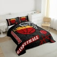 thumbnail image 4 of Feelyou Cartoon Basketball Print Bedding Comforter Set, Black Red Graffiti Twin Comforter Sets, Ball Sport Game Reversible Bedding Set, Breathable Home Decor, 2pcs, 4 of 9