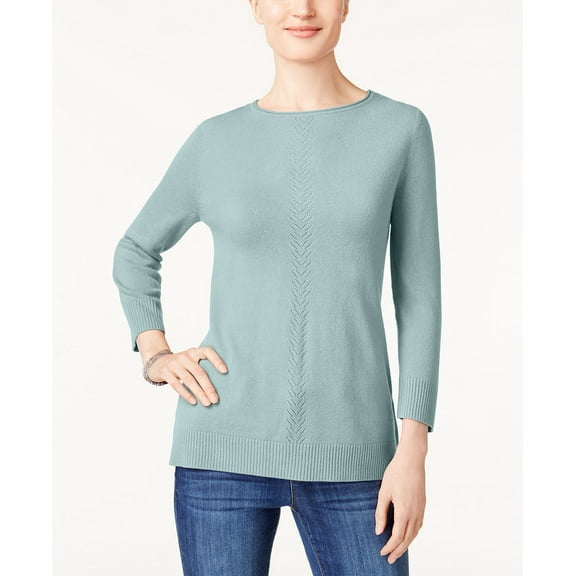 Karen Scott Luxsoft Rolled Neck Sweater Blue Moon XL