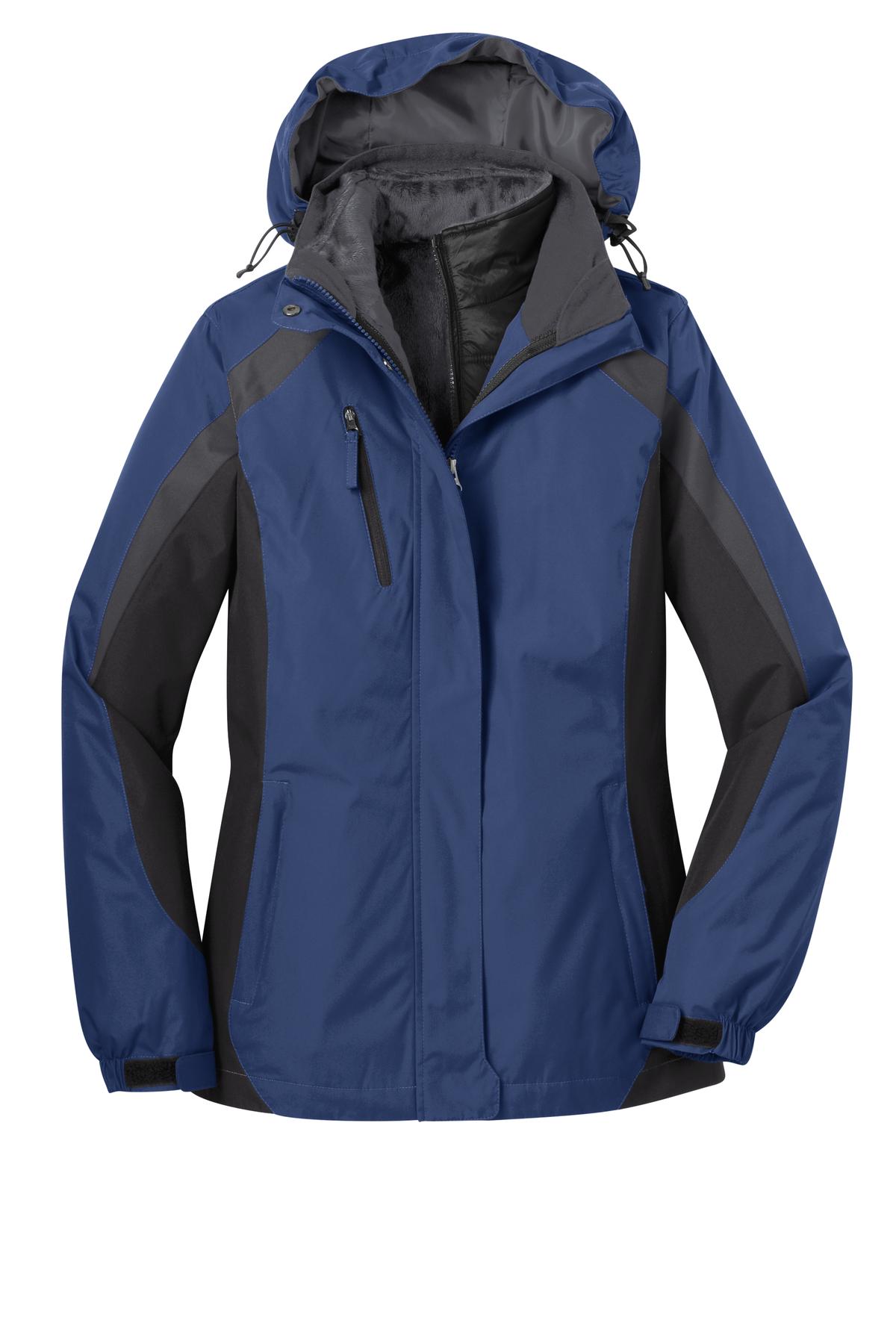 Port Authority Ladies Colorblock 3 in 1 Jacket-S (Admiral Blue/ Black/ Magnet Grey) - image 5 of 5
