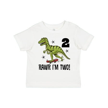 

Inktastic 2nd Birthday Dinosaur Skateboarding Gift Toddler Boy Girl T-Shirt