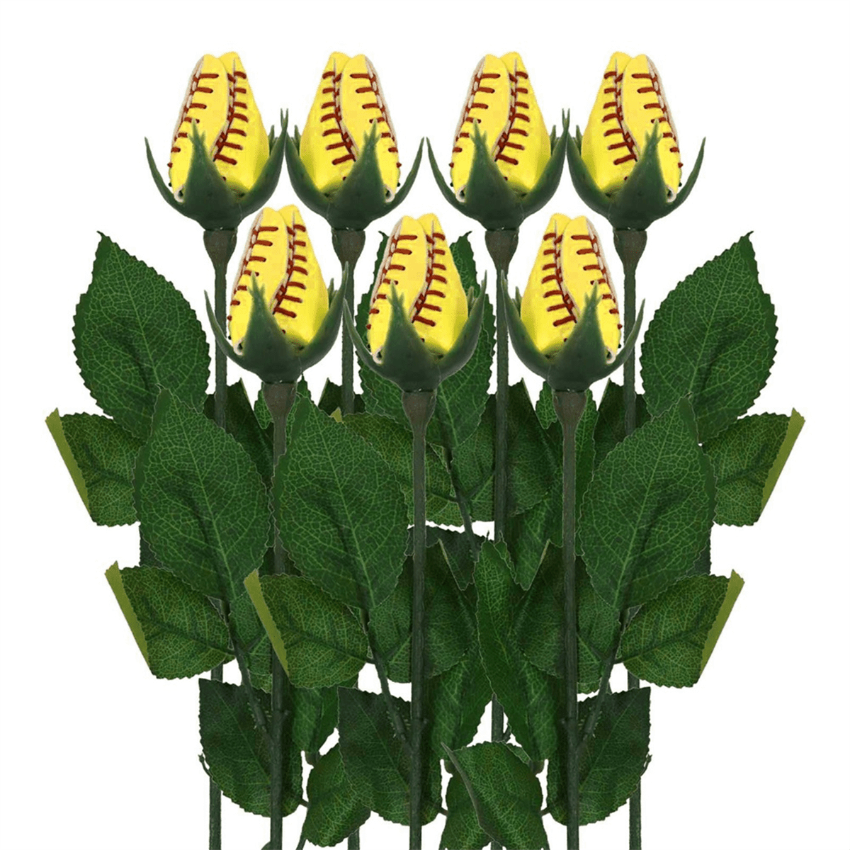 Softball Rose Sport Leather Rose Handmade Artificial Softball Flowers Gift for Softball Mom Fans Team Graduation,A