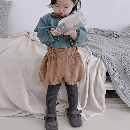 

Autumn Winter Baby Girls Corduroy Thicken Warm Loose Elastic Pants Shorts Solid Color Mid Waist Wild