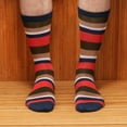 thumbnail image 3 of Men's Extra Large Rayon from Bamboo Fiber Stripe Socks - Color 01 - 1 Pair, Size 10-14, 3 of 4