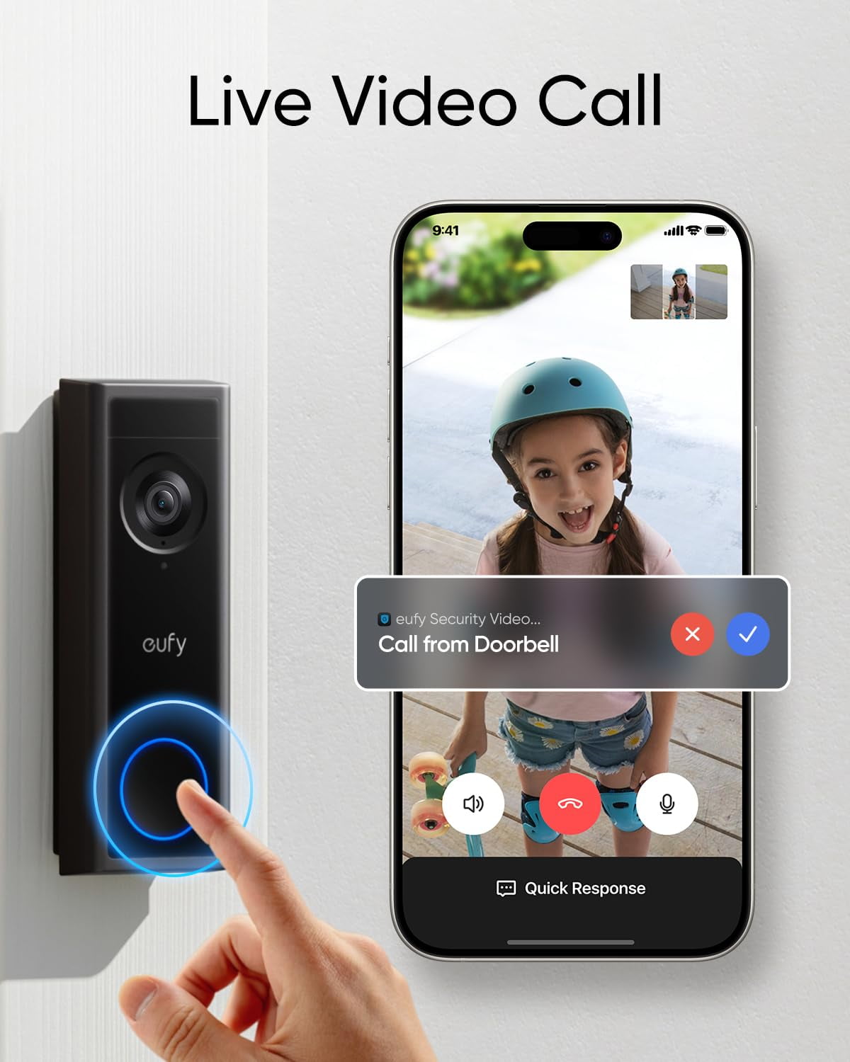 eufy Security Video Doorbell Camera C31, 2K FHD Battery or Hardwire Powered(16~24V)
