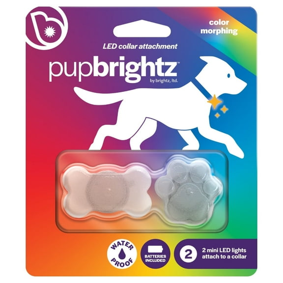 PupBrightz LED Dog Collar Charms, 2-Pack, Color Morphing Paw & Bone Charms