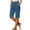 Dark Blue, variant on Women's Cotton Linen 5" Shorts, Solid Five Points Casual Summer Half Pants for Women, Button Side Slit Elastic Waist Shorts with Side Pockets, Mid Length Daily Casual Cotton Linen Shorts Black L