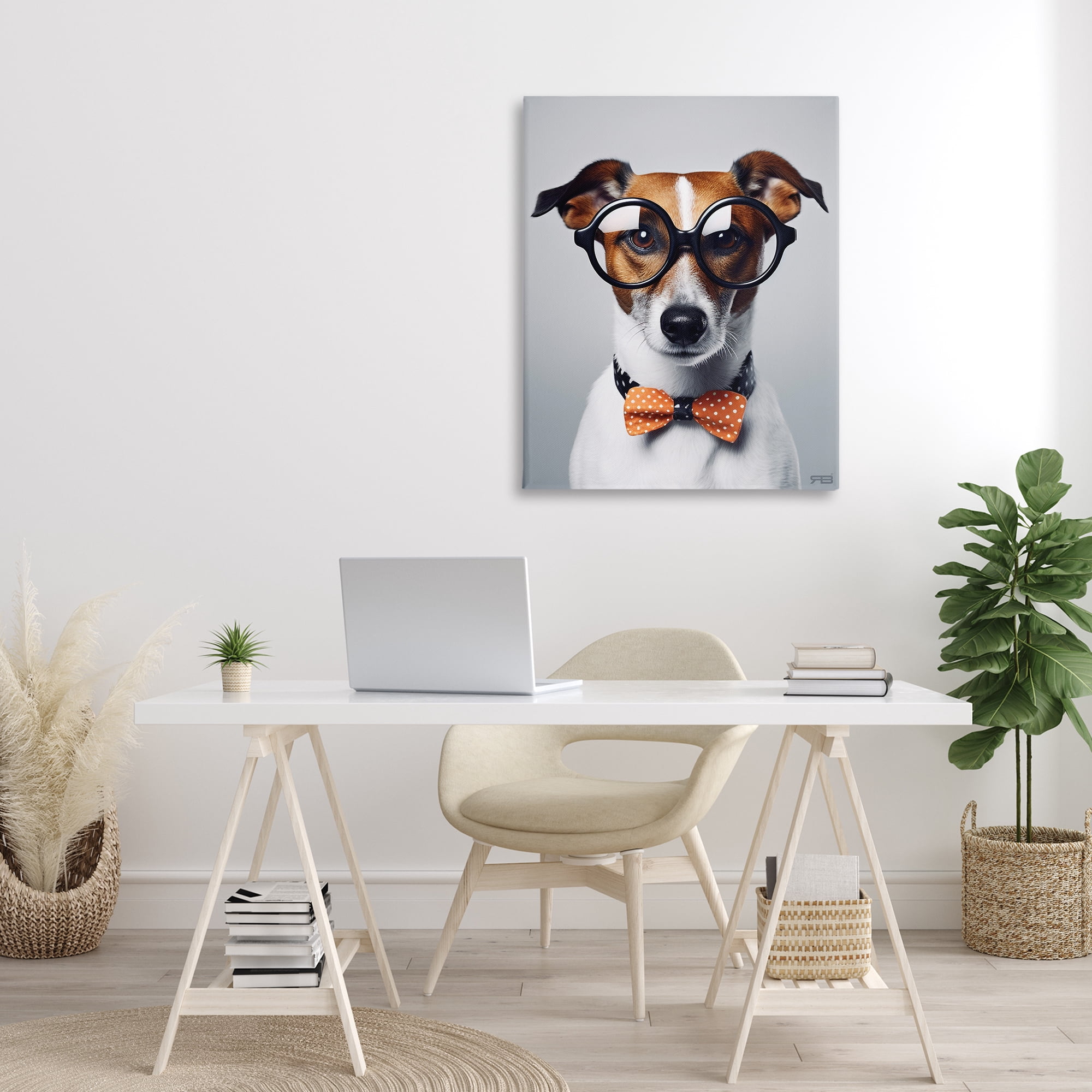 Stupell Industries Hipster Bowtie Dog Animals & Insects Painting Gallery Wrapped Canvas Art Print Wall Art, 30 x 40