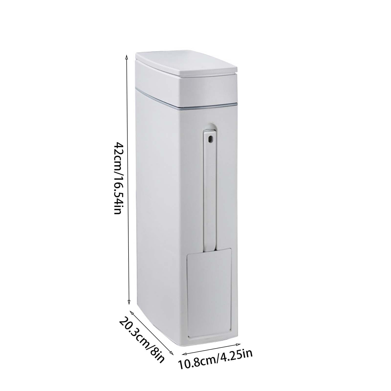 SATRINO Slim Bathroom Trash Can Toilet Brush Set, 4.5L Small Trash Can with Lid, Waste Bin Toilet Brush Holder Garbage Bag Tissue Box Holder 4 in 1 Bathroom Kit (White)