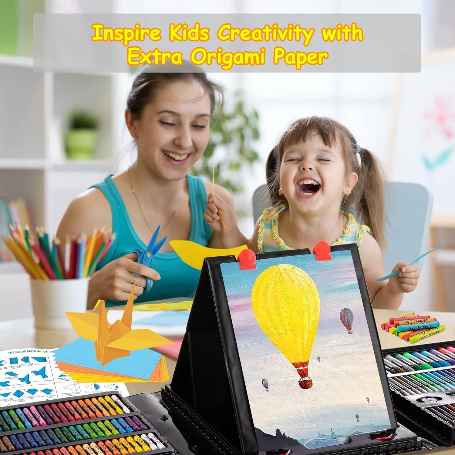 Art Supplies, 272 Pack Art Set Drawing Kit  Artist, Deluxe Gift Art Box with Trifold Easel (Black)