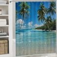 thumbnail image 6 of Orinice  Beach Shower Curtain Blue Ocean Fabric Bathroom Curtain Set Nature Tropical Palm Tree Polyester Bath Curtains with Hooks Washable Waterproof   60x72, 6 of 7