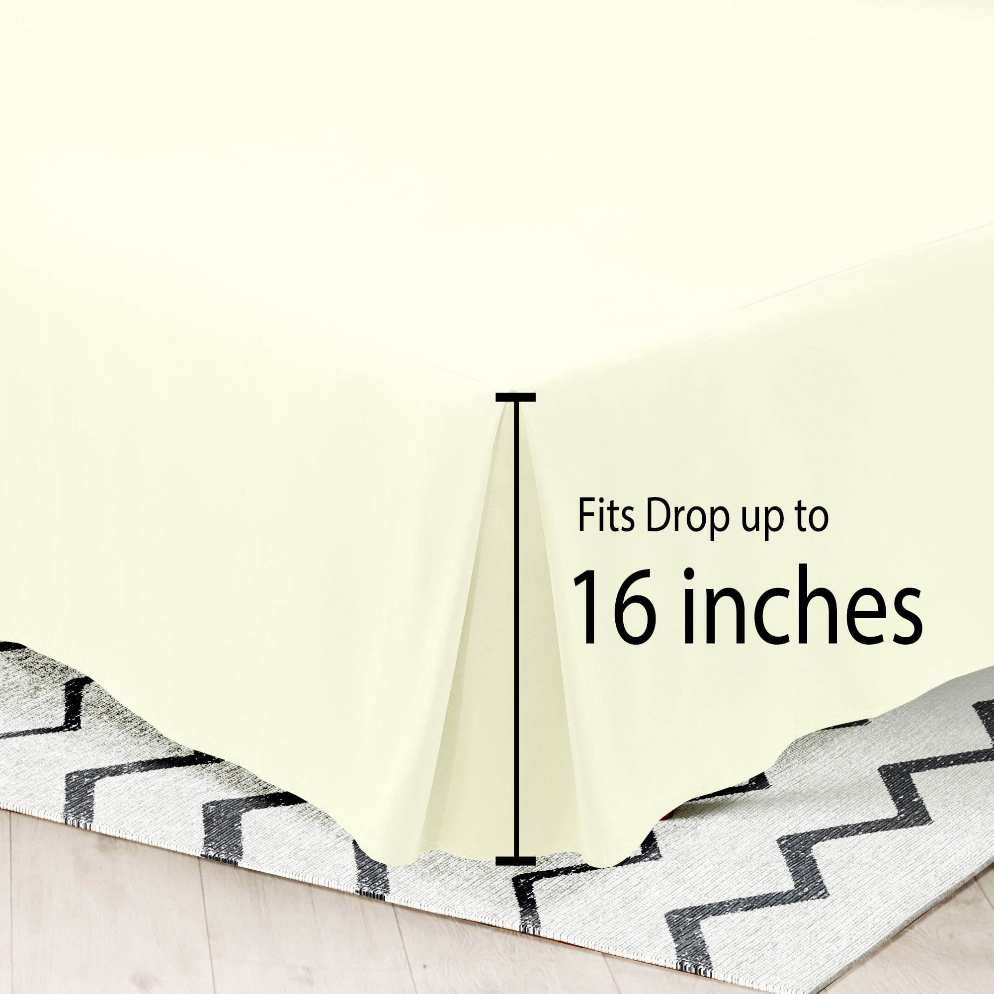 Unique Bargains 16" Drop Pleated Brushed Bed Skirt King Pearl White