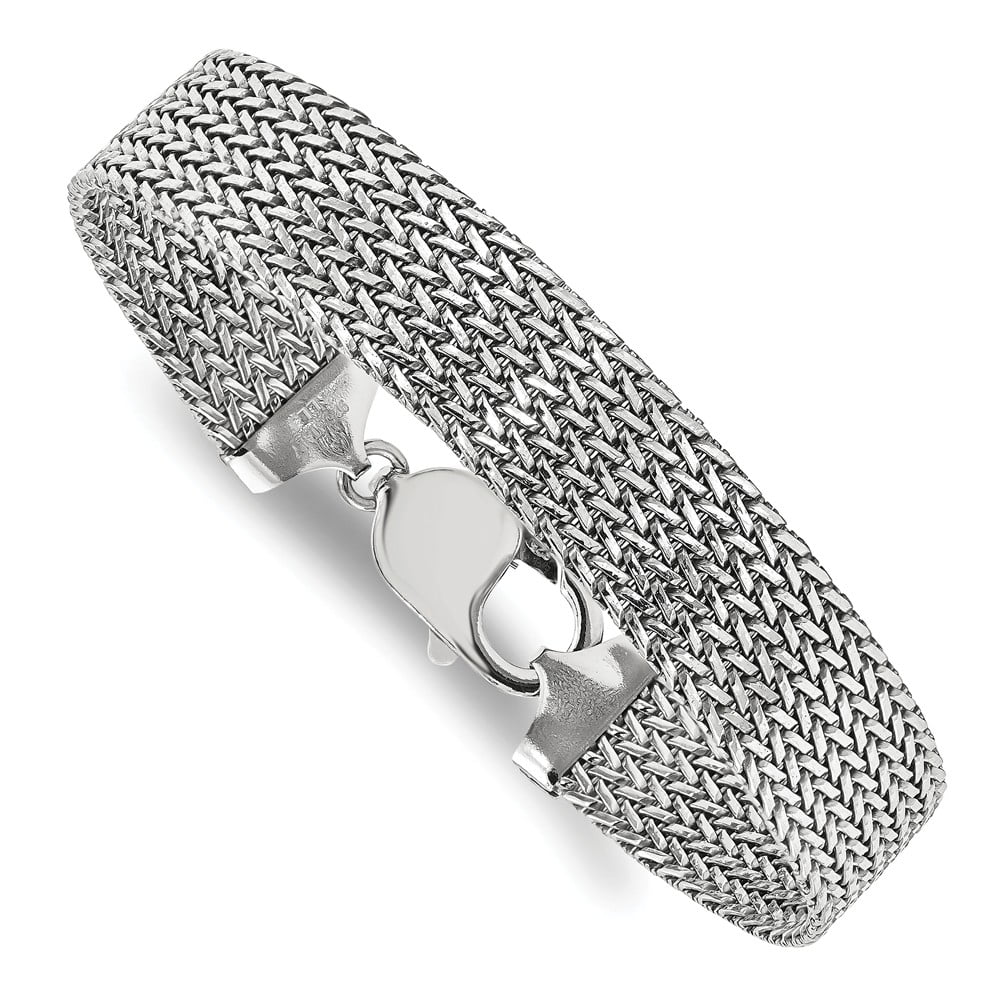 AA Jewels 925 Sterling Silver Mesh 7.5in Bracelet with Secure Lobster Lock Clasp 7.5" (Width