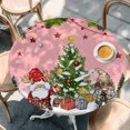 thumbnail image 2 of Pink Christmas Round Tablecloth, Fitted Table Cover with Elastic for 45"-54" Round Tables, Gnomes Xmas Tree Snowflake Winter Gifts Table Cloth Outdoor Indoor Dinning Party Waterproof Tablecloths, 2 of 7