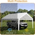 thumbnail image 2 of 10x20 Heavy Duty Carport, Galvanized Steel Outdoor Car Canopy with UV-Resistant & Water-Resistant PE Cover, Portable Garage for SUV, Truck, Boat, White, 2 of 7