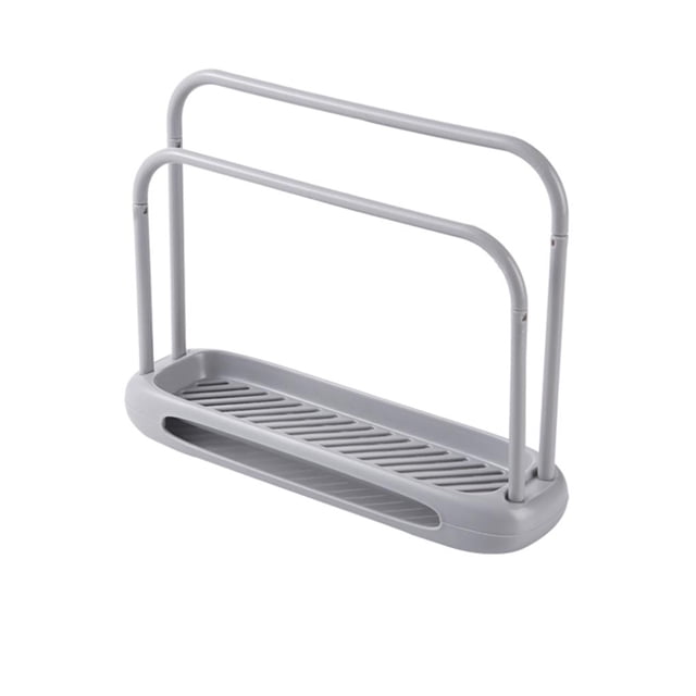Inteprter Varillas dobles, estante de baño, estante de almacenamiento de esponja, soporte de limpieza de cocina, escurridor de cocina para paño de jabón Cocina y Comedor gris Inteprter HA026514-01
