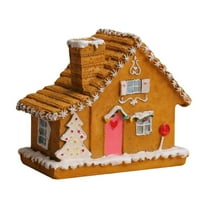 Lighted Miniature Christmas Gingerbread Pastel House Figurine, LED Light Up Village Cottage Tabletop Desk Decor, Festive Winter Home Decor, Xmas Party Decor, Birthday Christmas Gifts for Boys Girls