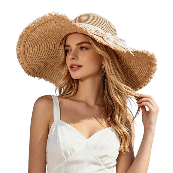 Sun Hats for Women Summer Wide Brim Sun Hat Fashionable Bow Beach Outdoor Travel