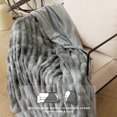 thumbnail image 5 of Blunique Faux Rabbit Fur Blankets and Throws Soft Cozy Throw Blanket Home Decor for Couch, Bed, Travel, 50x60 in, Gray, 5 of 7