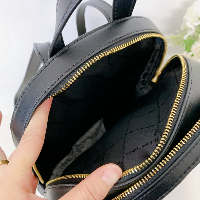 Michael Kors Abbey Jaycee Medium Backpack Black Pebbled Leather
