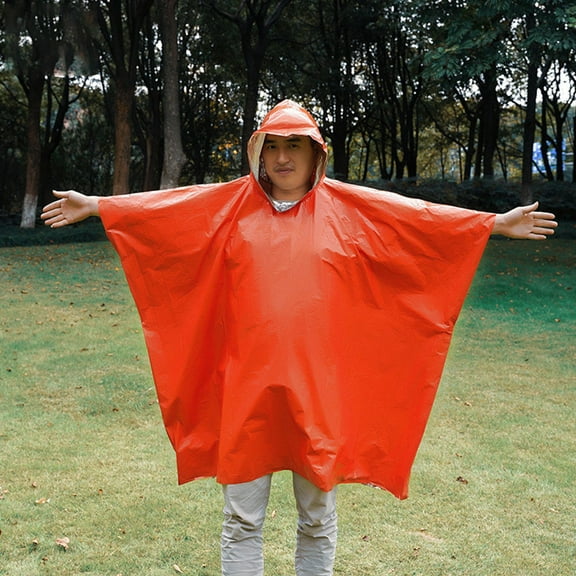 NICERIO Waterproof Raincoat Orange 1Pcs Unisex Hooded Poncho