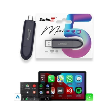 CarlinKit 5.0 Mini Pro Wireless CarPlay Adapter, Wired to Wireless Android Auto Receiver 5.8Ghz Wifi Plug and Play