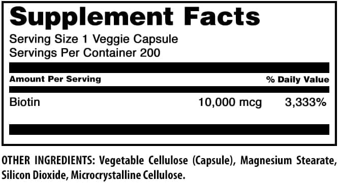 Amazing Formulas Biotin 10000mcg Per Serving 200 Veggie Capsules Supplement | Non GMO | Gluten Free | Made in USA | Suitable for Vegetarians |Pack of 3